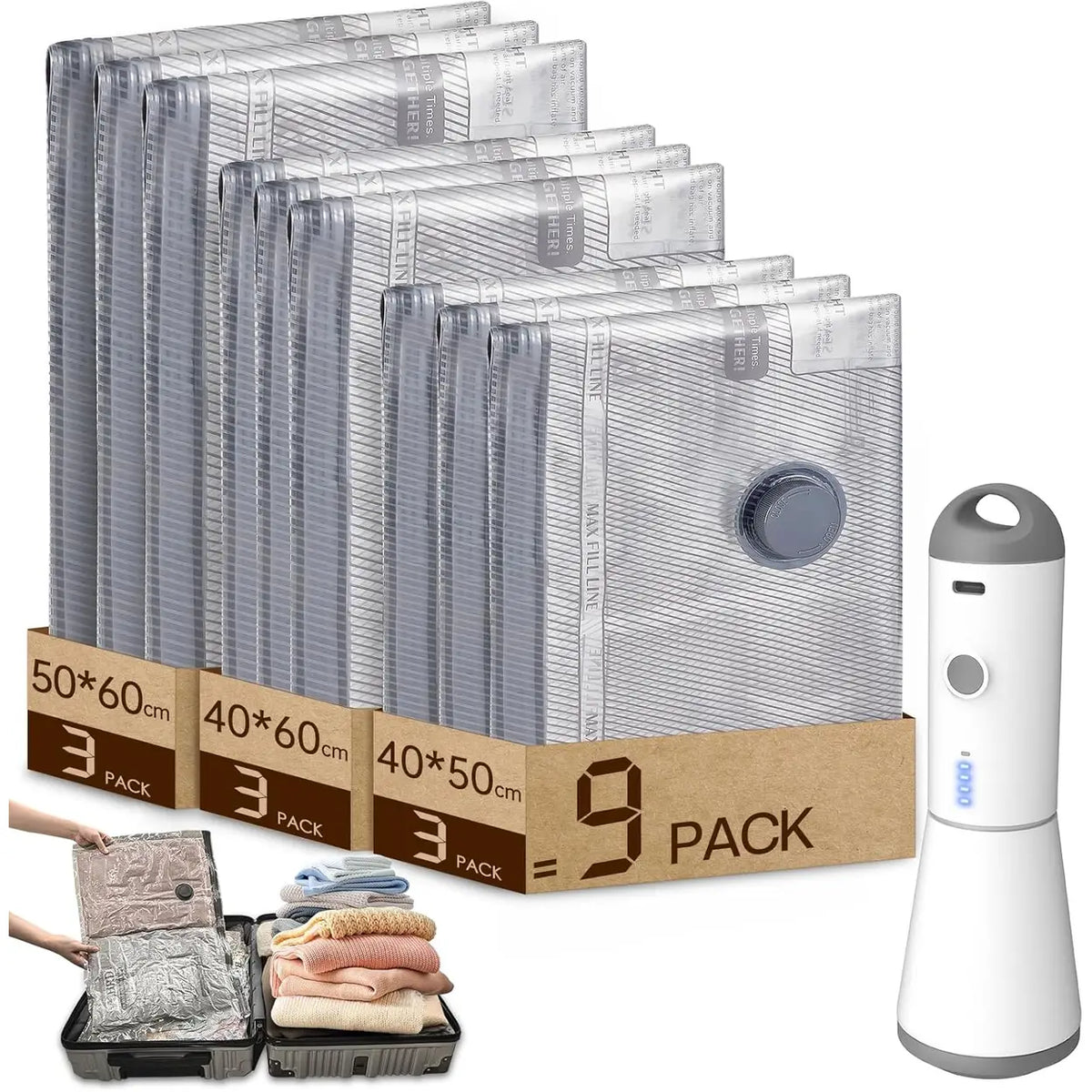 Sacs sous vide KALIM pour gagner de la place dans les placards