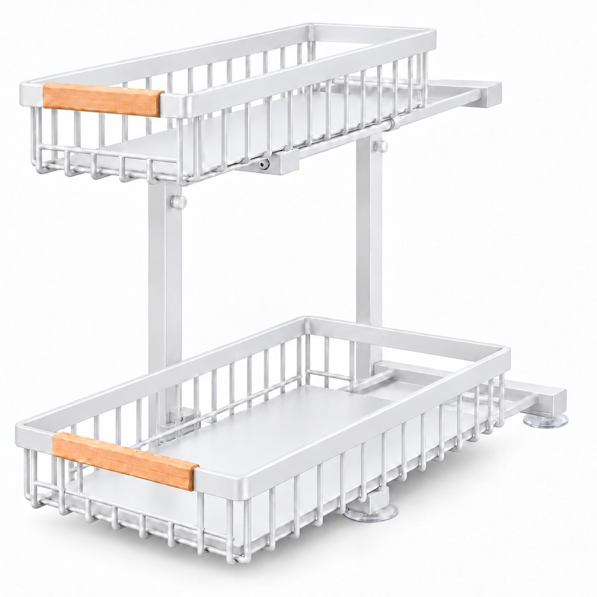 Rangement Sous Évier Cuisine Coulissant 2 Niveaux – Organiseur Réglable Acier Anti-Rouille, Sans Perçage | KALIM