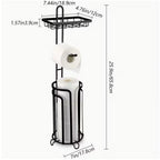 Dimensions du porte-papier toilette sur pied KALIM : hauteur 65,8 cm, tablette 18,9 x 12 cm