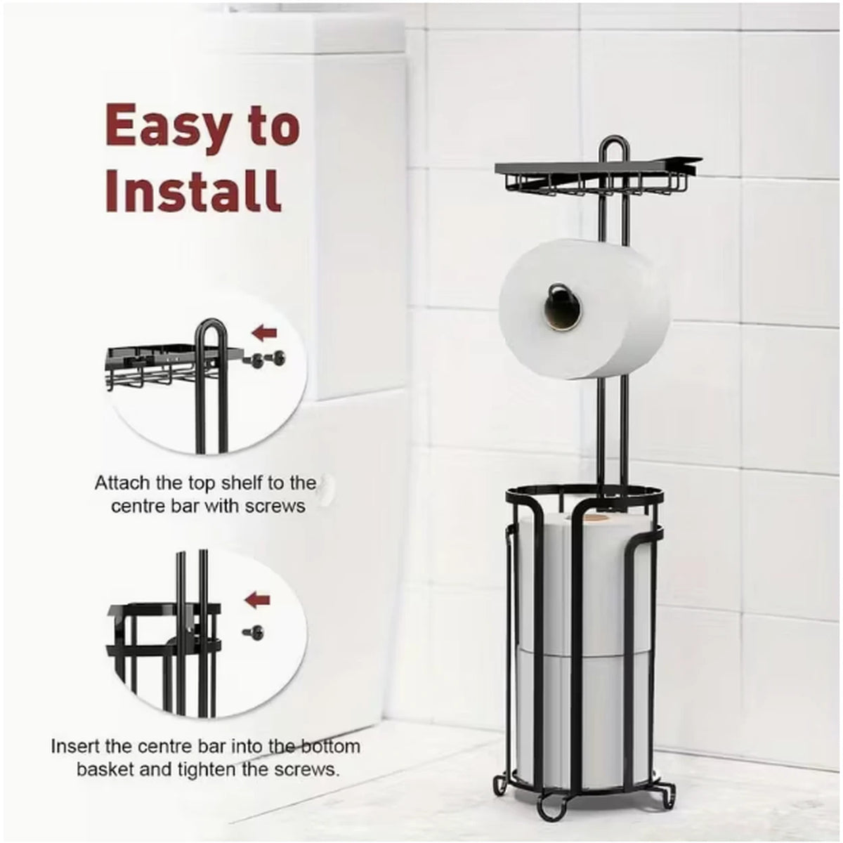 Installation facile du porte-papier toilette sur pied KALIM