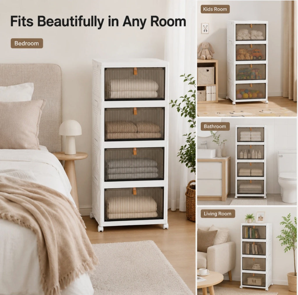 Meuble de rangement à compartiments translucides pour chambre et salon