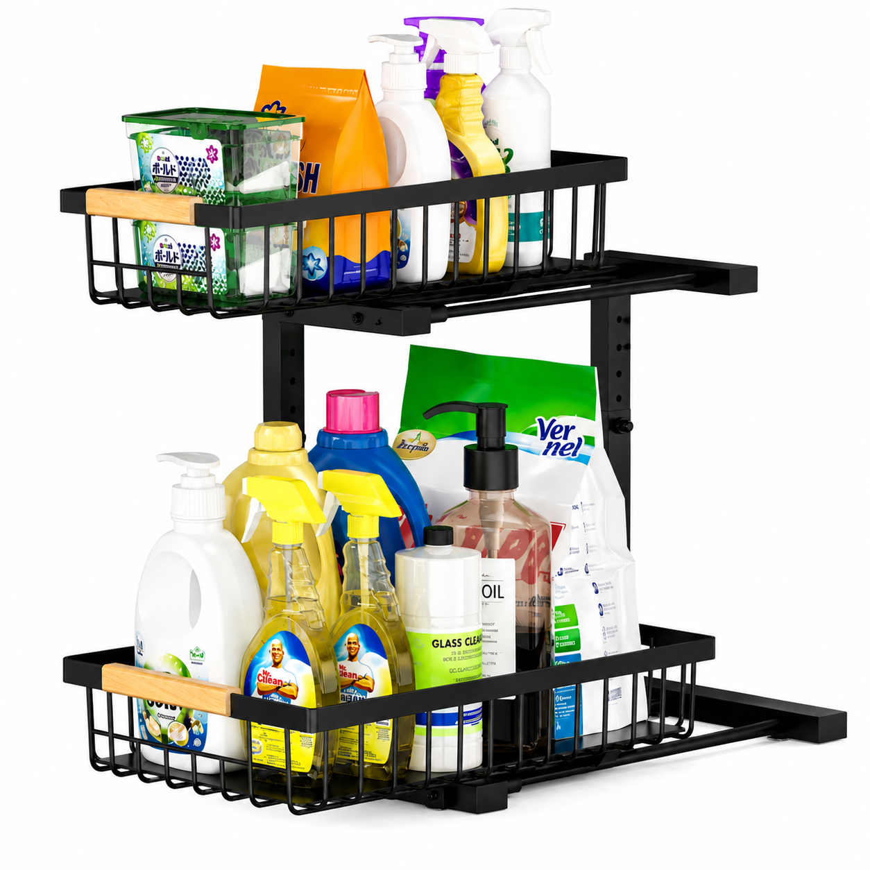 Rangement Sous Évier Cuisine Coulissant 2 Niveaux – Organiseur Réglable Acier Anti-Rouille, Sans Perçage | KALIM