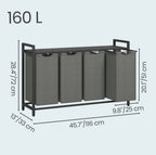 Panier à linge 160 litres avec rangement supérieur pour accessoires de lessive