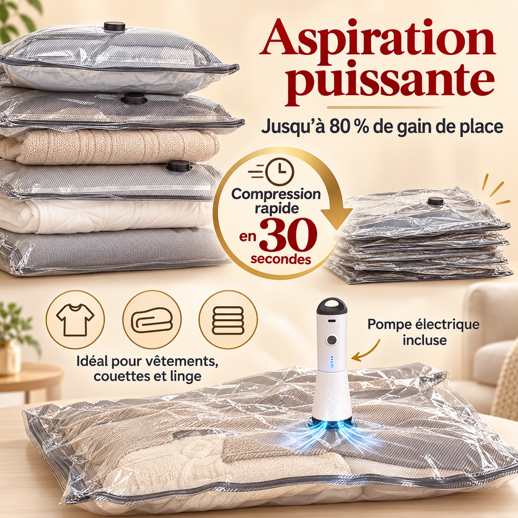 Sacs sous vide KALIM pour vêtements, couettes et linge de maison
