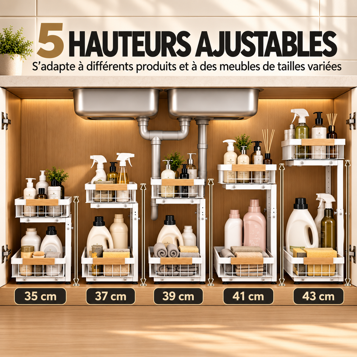 Rangement sous évier KALIM - détail de la structure en acier